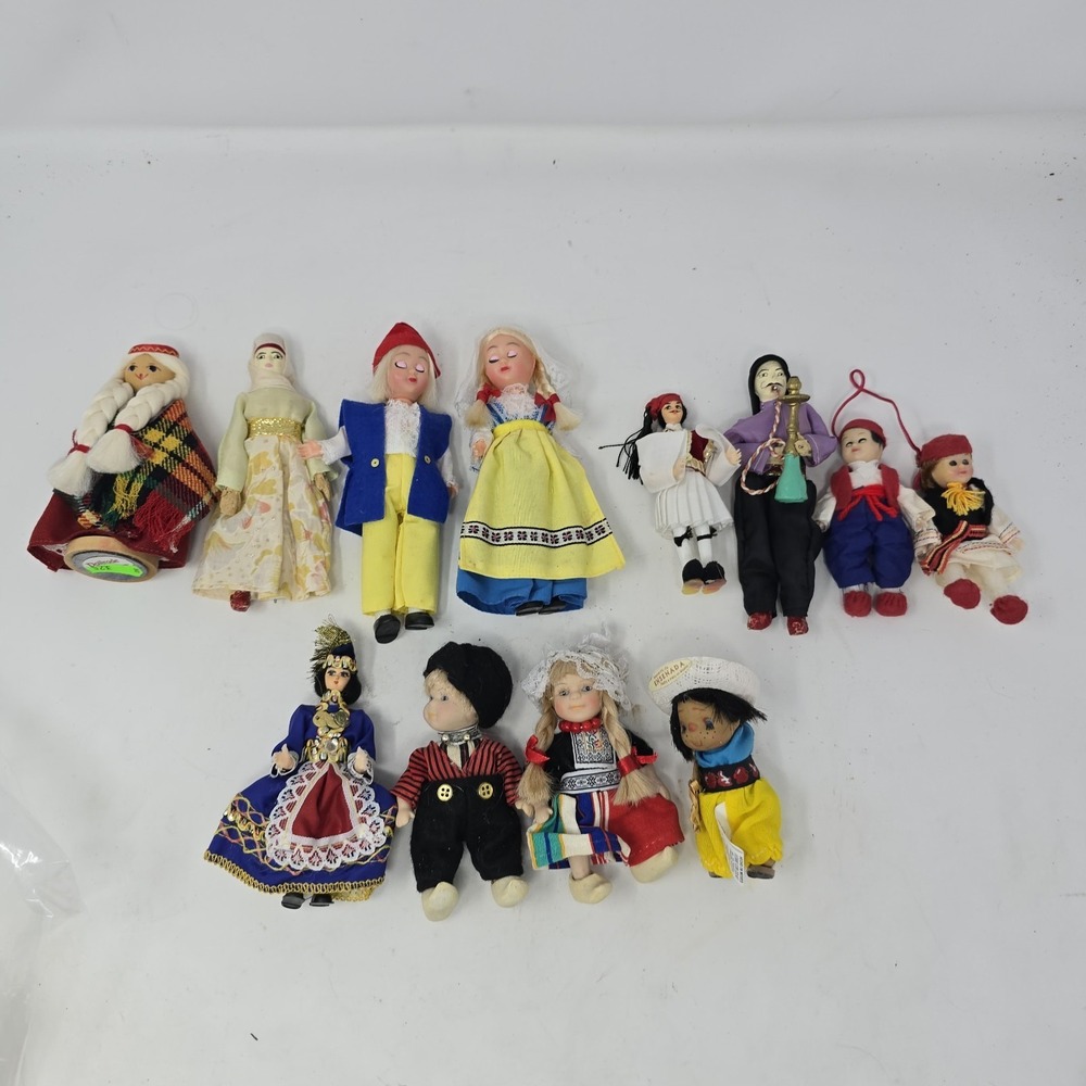 Lot Vintage Folk Ethnic Dolls, National Costume Handmade.